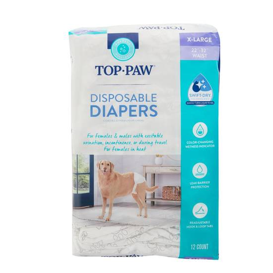 Top Paw Disposable Dog Diapers (xl/white)