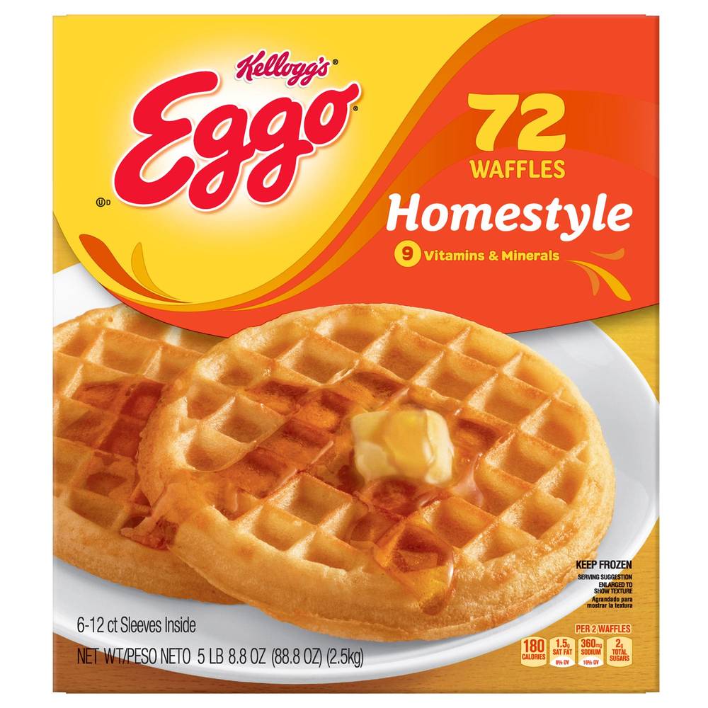 Kellogg's Eggo Waffles, Homestyle, 72-count