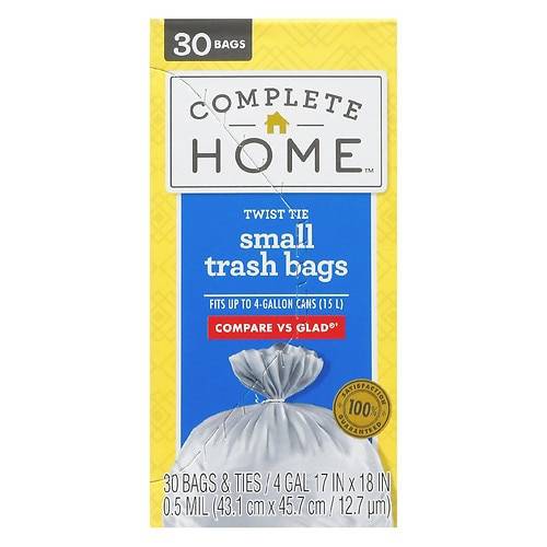 Complete Home Drawstring Trash Bags 4 Gallon - 30.0 ea