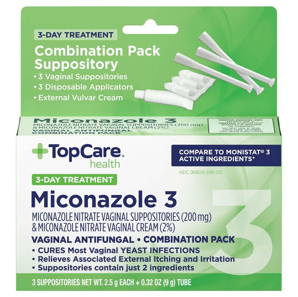 TopCare Miconazole Vaginal Suppositories 3-day Treatment (0.4 oz)