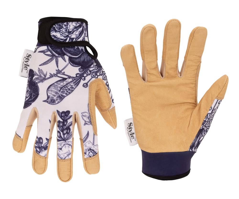 Style Selections Medium White Leather/Polyester Gardening Gloves 1 -Pairs