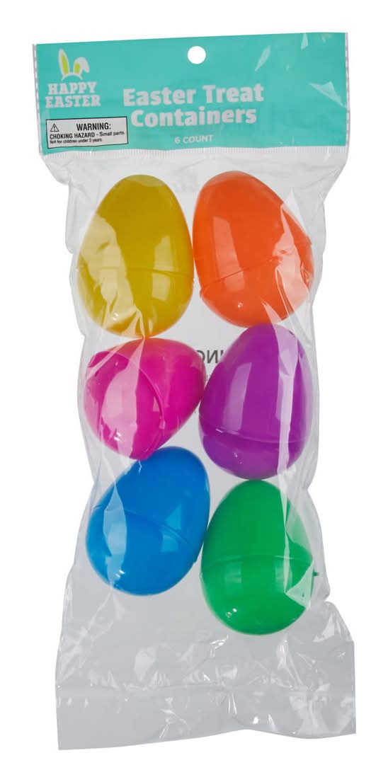 Happy Easter Egg Shaped Treat Containers 6 Ct Assorted