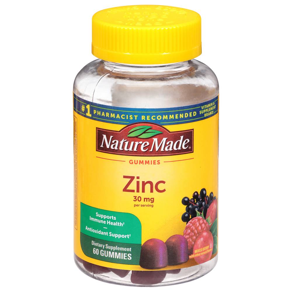 Nature Made Extra Strength Zinc 30 mg Gummies, Mixed Berry (60 ct)