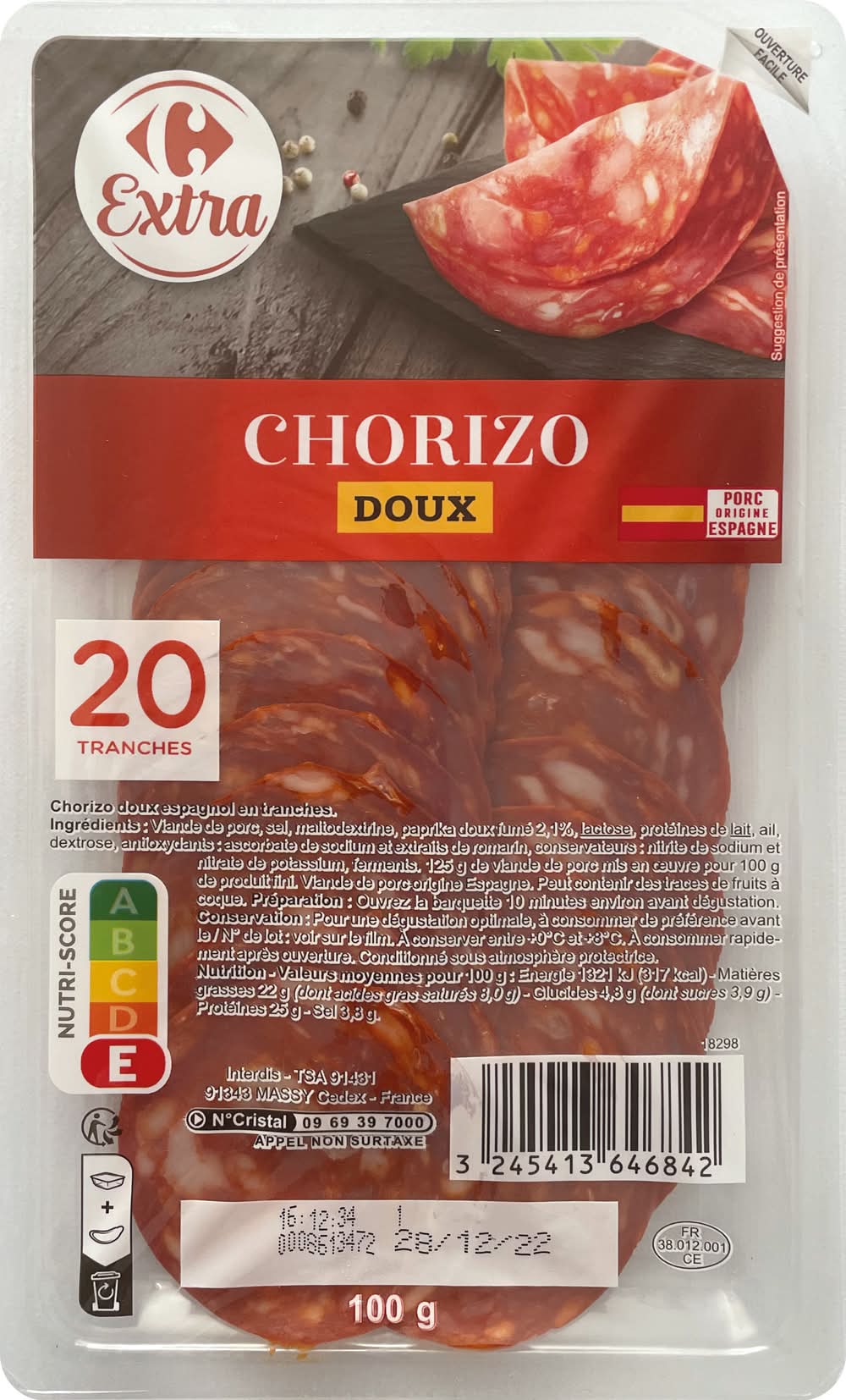Carrefour Extra - Chorizo doux extra (20)
