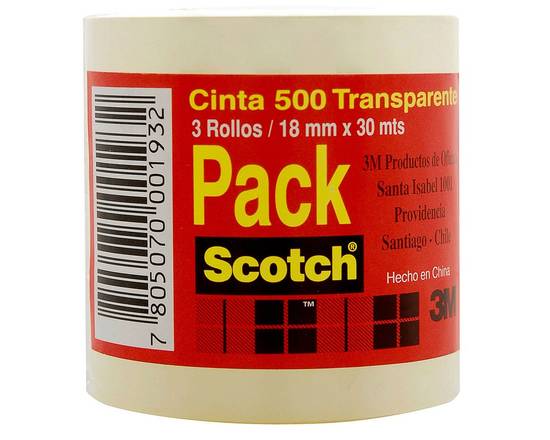 Scotch - Pack cinta adhesiva 500 - 3 un
