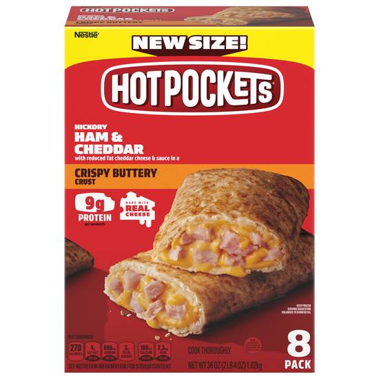 Hot Pockets Crispy Sandwiches (8 ct ) (buttery crust-hickory ham-cheddar)