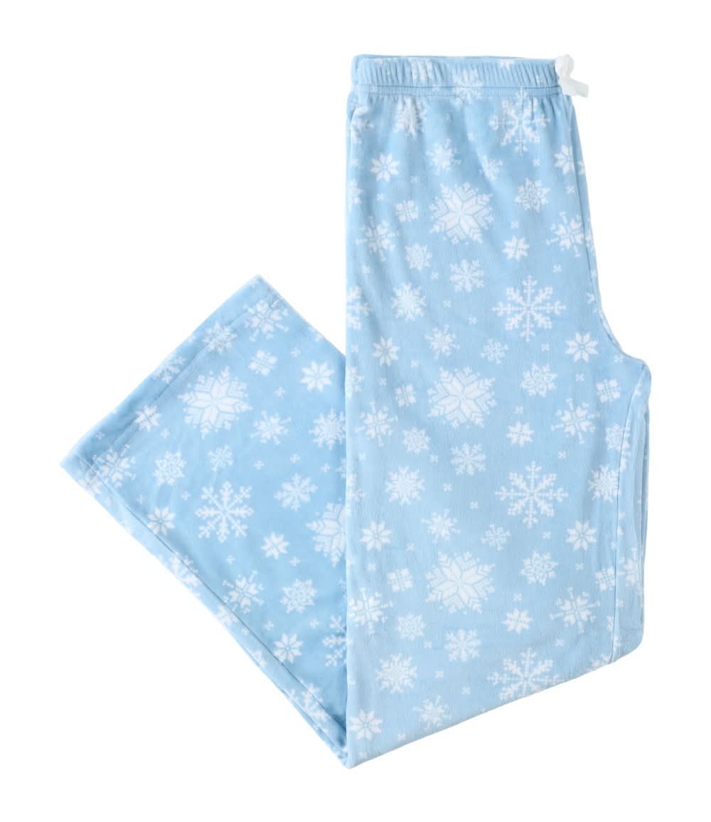 Printed Plush Lounge Pants Medium Snowflakes