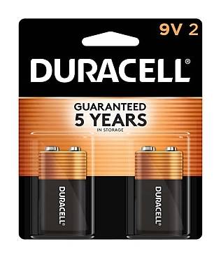 Duracell Coppertop 9V Alkaline Batteries, 2/Pack (MN1604B2Z)
