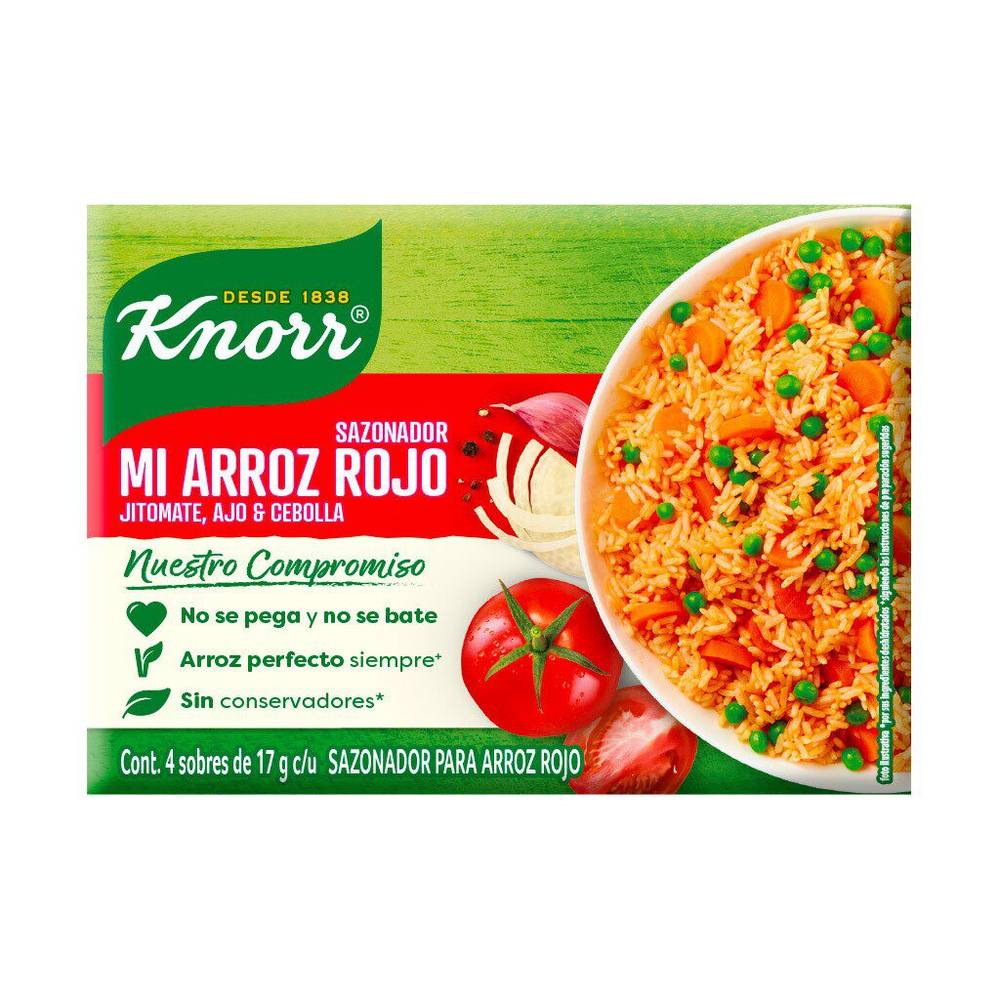 Knorr sazonador mi arroz rojo jitomate y ajo (4 x 17 g)