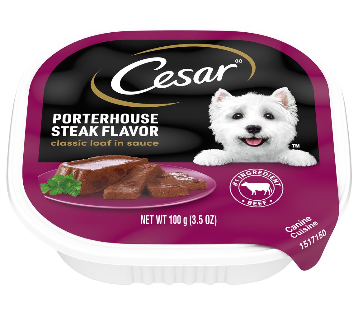 Cesar Classic Loaf in Sauce Wet Dog Food, Porterhouse Steak (3.5 oz)