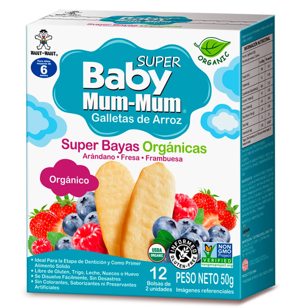 Baby Mum-Mum · Organic super berries rice rusks - Assorted (12 x 2 un)