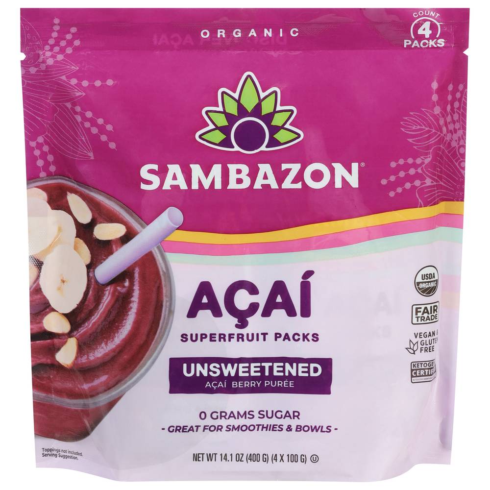 Sambazon Pure Unsweetened Acai Superfruit (14.1 oz, 4 ct)