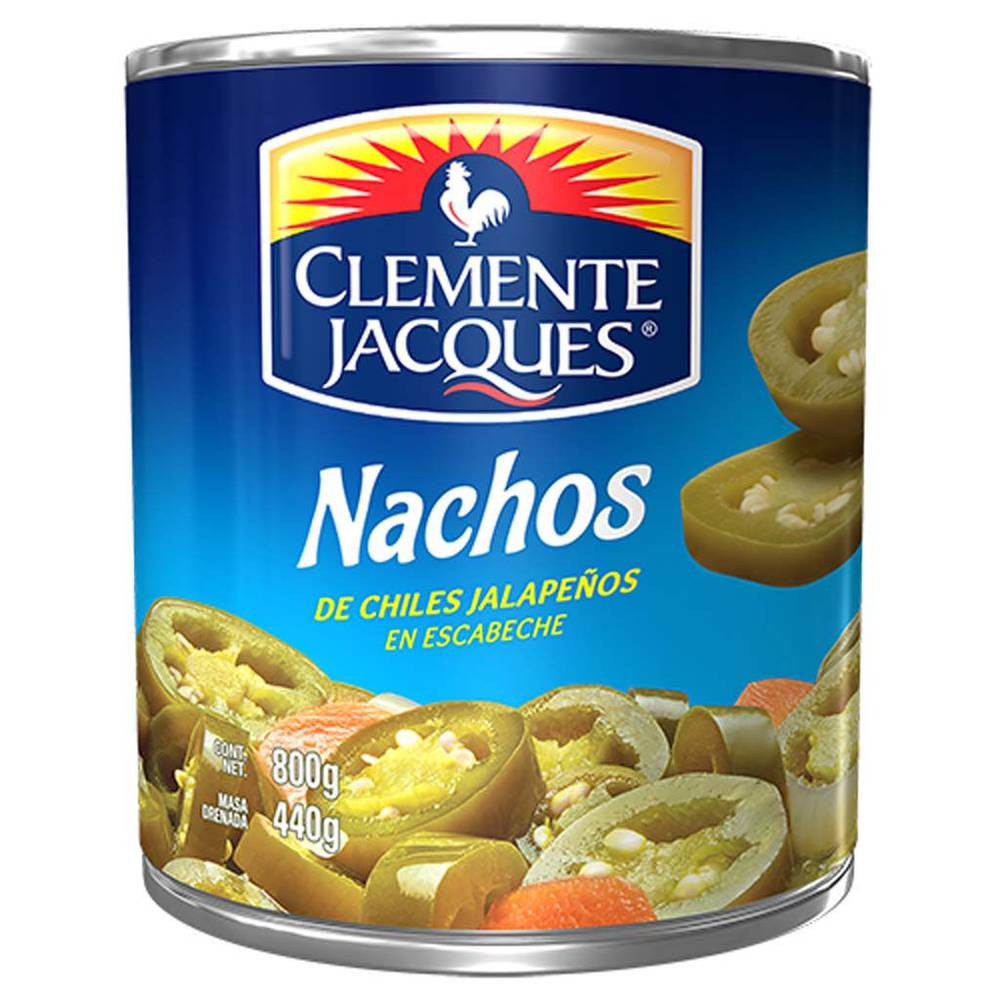 Clemente jacques chiles jalapeños nacho (lata 800 g)