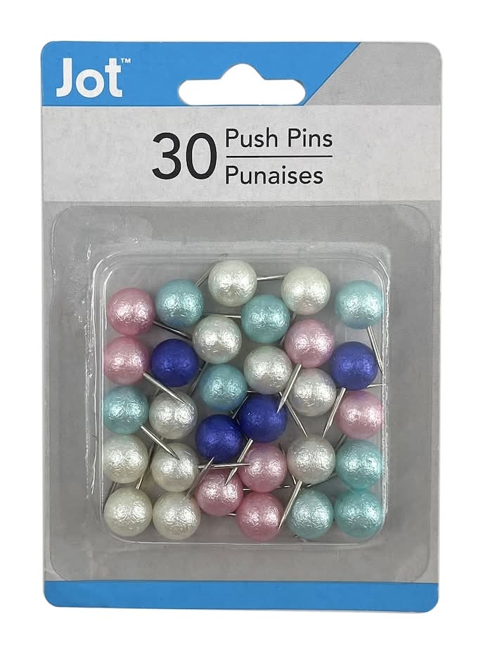 Jot Colored Pearl Push Pins, Assorted (30 ct)
