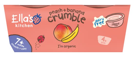 Ella's Kitchen I'm Organic Peach + Banana Crumble Pots For Ages 7+ Months (4 x 80g)