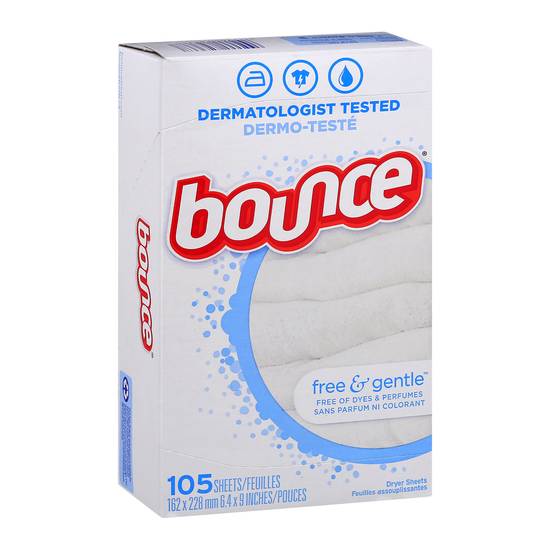 Bounce Fabric Softener Sheets Free & Gentle (105 sheets)