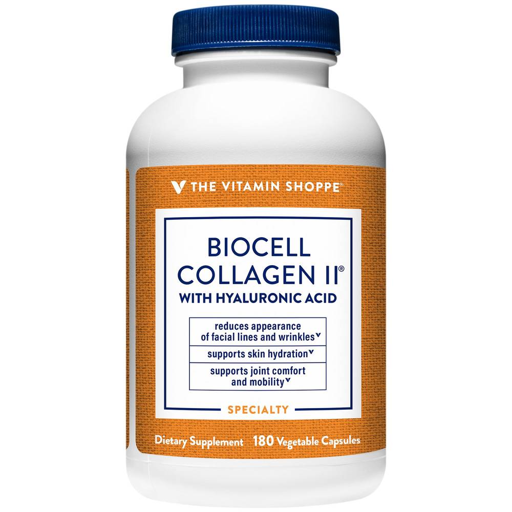 Biocell Collagen Ii With Hyaluronic Acid - Skin & Joint Health - 1,000 Mg (180 Vegetable Capsules)