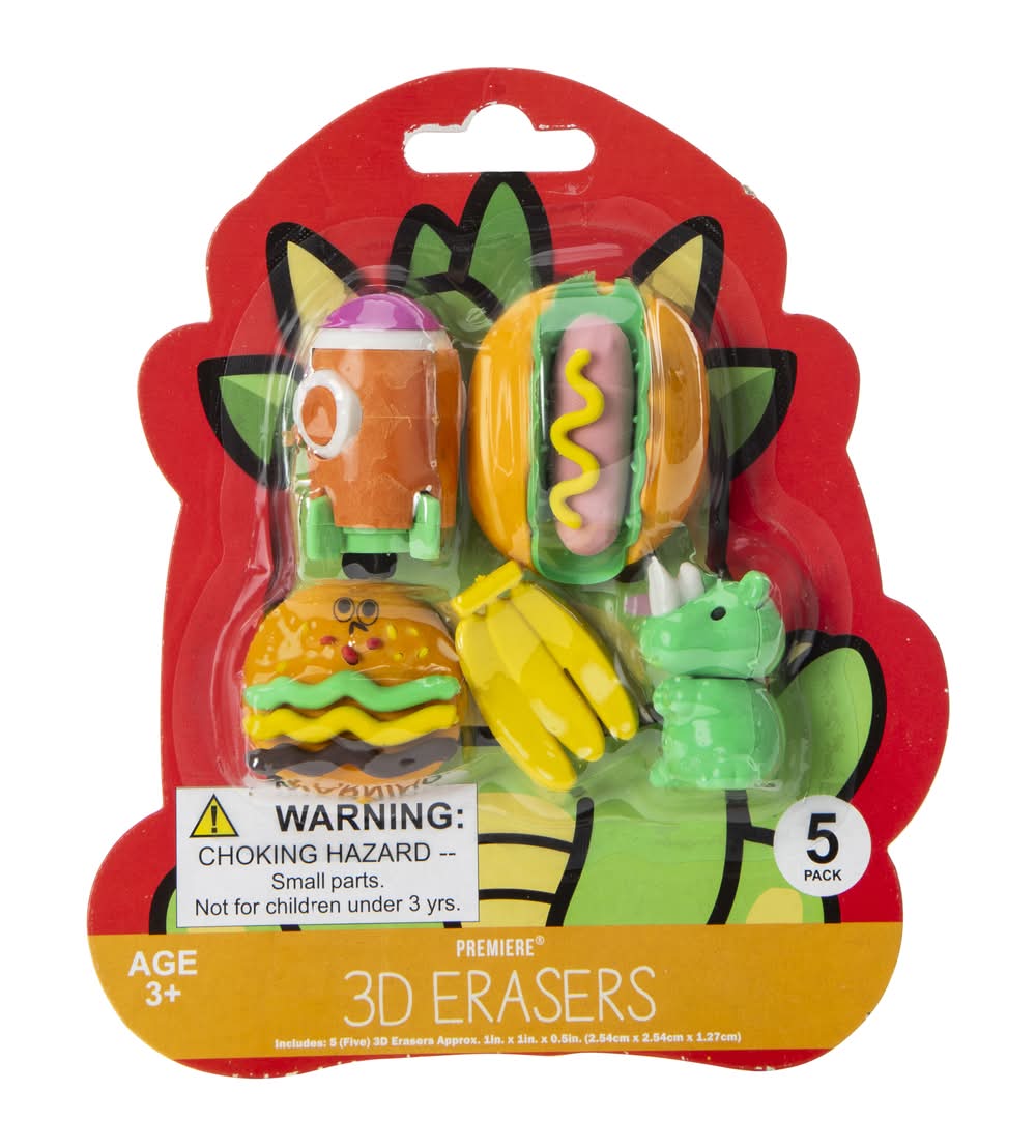 Dinosaur Foodie 3D Eraser Set 5-Pack