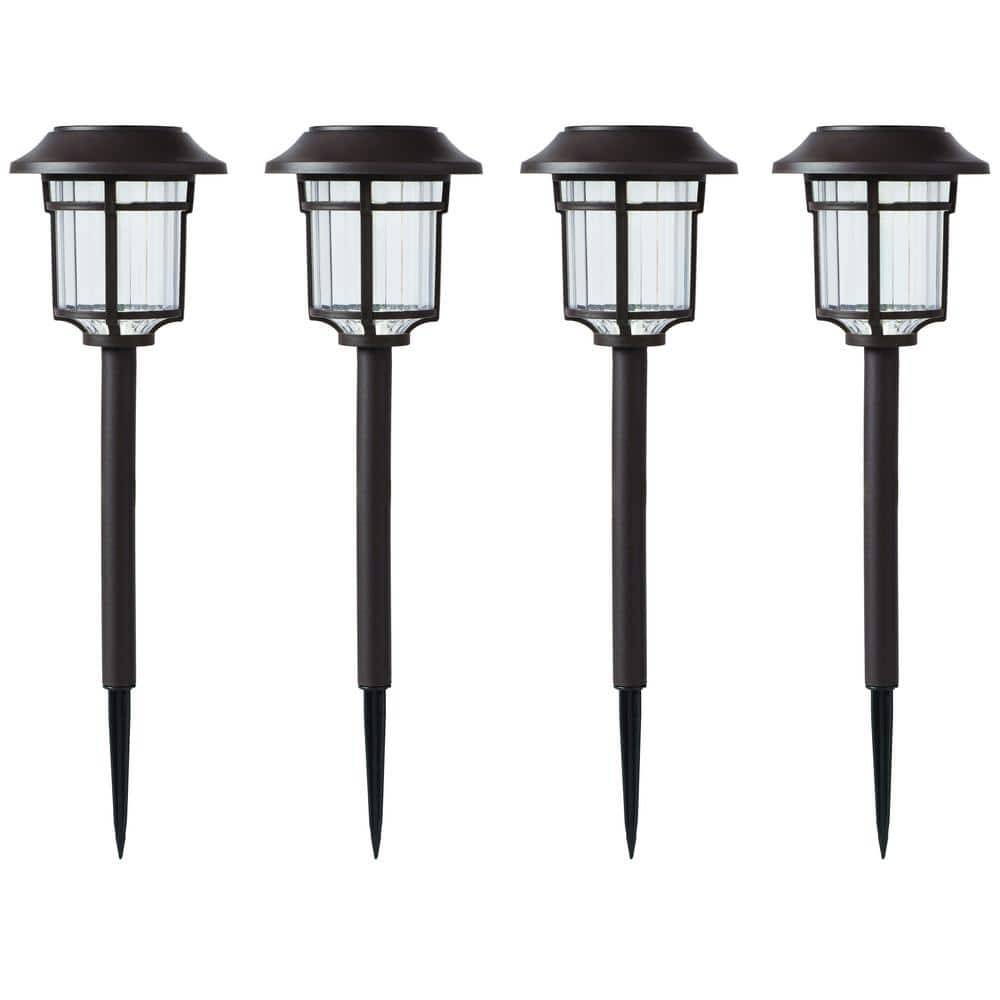 Hampton Bay Bellingrath Solar Bronze Led Path Light 10 Lumens (4-Pack)