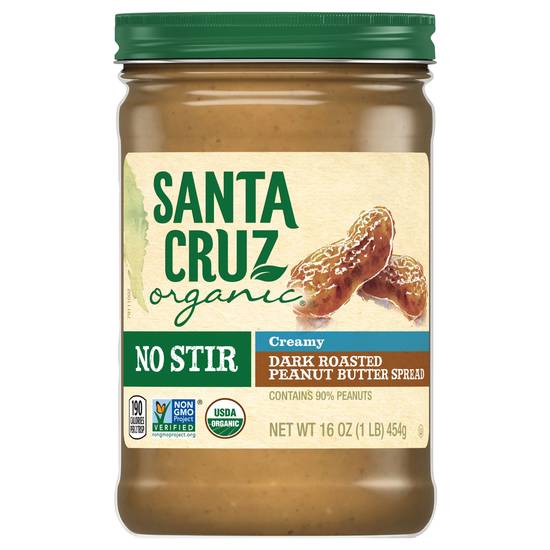 Santa Cruz No Stir Creamy Dark Roasted Peanut Butter Spread