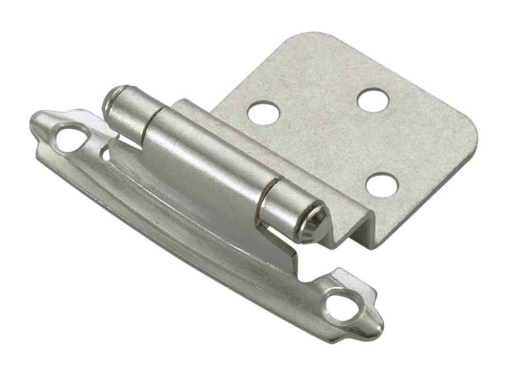 ReliaBilt 200-Degree 3/8-in Inset Inset Surface Self-Closing Satin nickel Cabinet Hinge, 1 Pair(s) 2 -Pieces