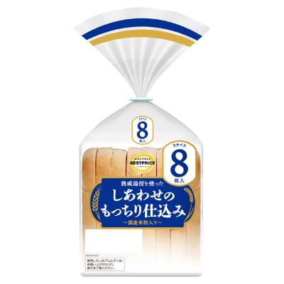 トップバリュ　ベストプライス　熟成湯捏を使ったしあわせのもっちり仕込み（国産米粉入り）　８枚入