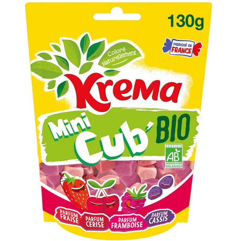 Krema - Mini cub pâtes de fruits bio, fraise - cerise - framboise - cassis (130g)