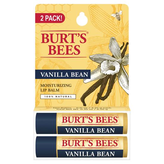 Burt's Bees 100% Natural Vanilla Bean Moisturizing Lip Balm (2 ct)