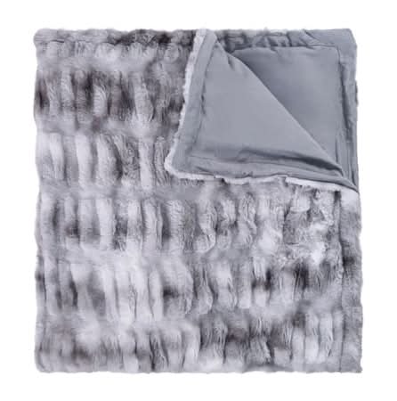 Faux Fur Plush Throw Blanket Gray