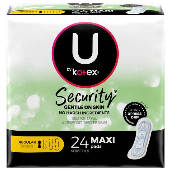 U By Kotex Security Regular Maxi Pads (24 ct)