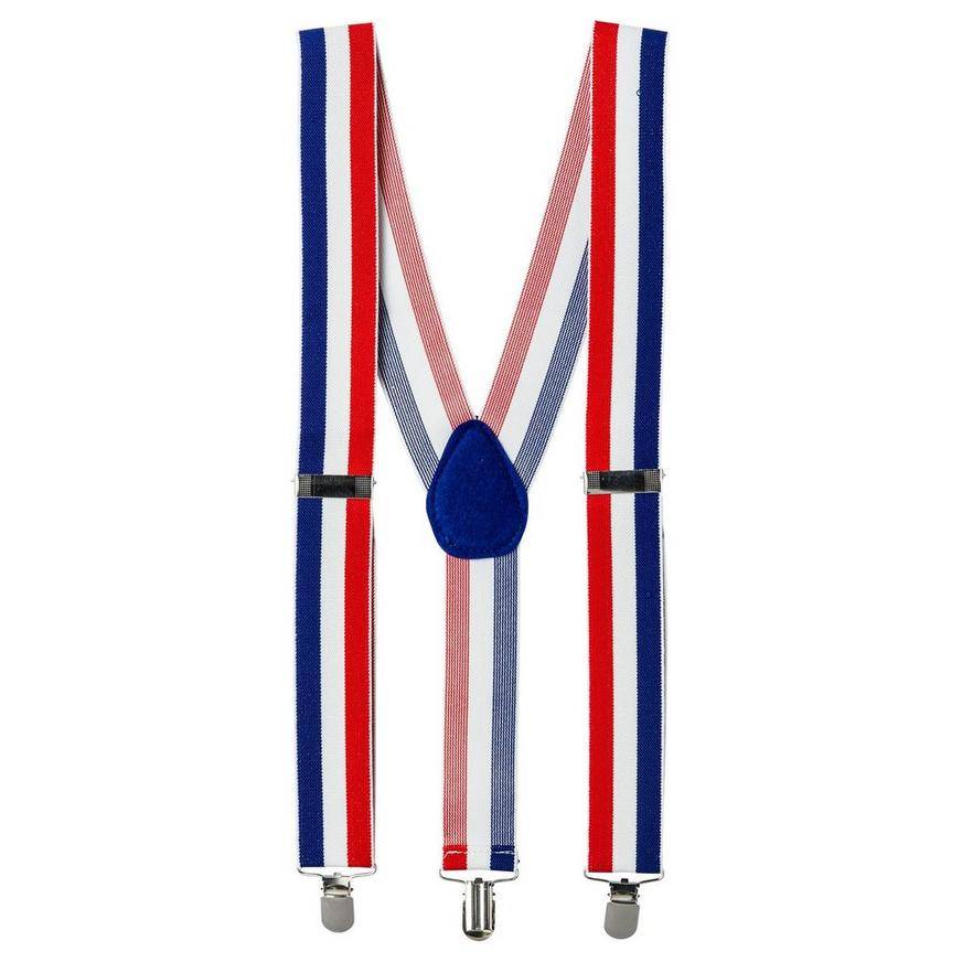 Party City Patriotic Striped Suspenders (red-white-blue)