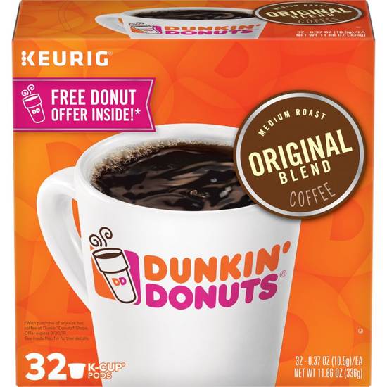 Dunkin' Original Blend Medium Roast Coffee K-Cups, 32 CT