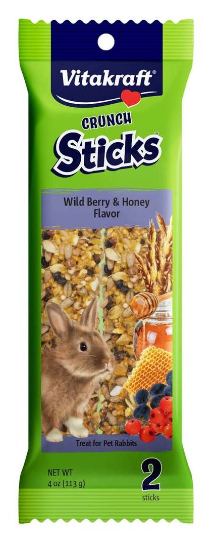 Vitakraft Crunch Sticks Treat For Rabbits, Wild Berry-Honey (4 oz, 2 ct)