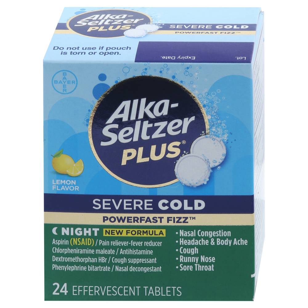 Alka-Seltzer Plus Severe Cold Powerfast Fizz Tablets, Lemon (24 ct)