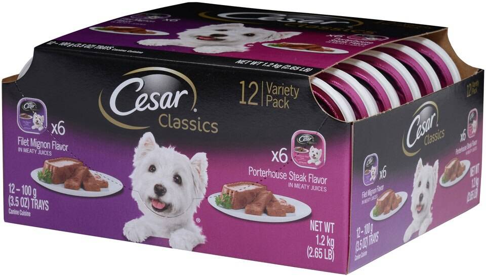 Cesar Classics Canine Cuisine Variety Pack Filet Mignon & Porterhouse Steak Wet Dog Food, 12 Ct