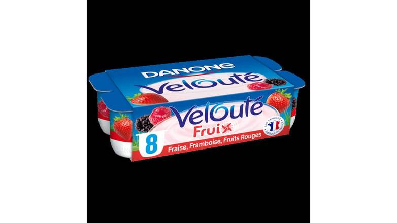 Danone Velouté fruix Yaourt aux fruits rouges brassés Les 8 pots de 125g