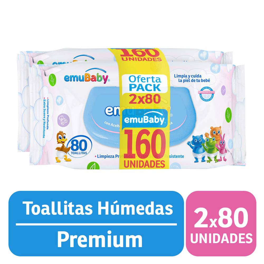 Emuwipes toallas húmedas premium (2 un)