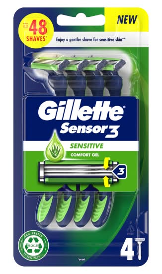 Gillette Men, Sensor3 Sensitive Men's Disposable Razors (4 pack)