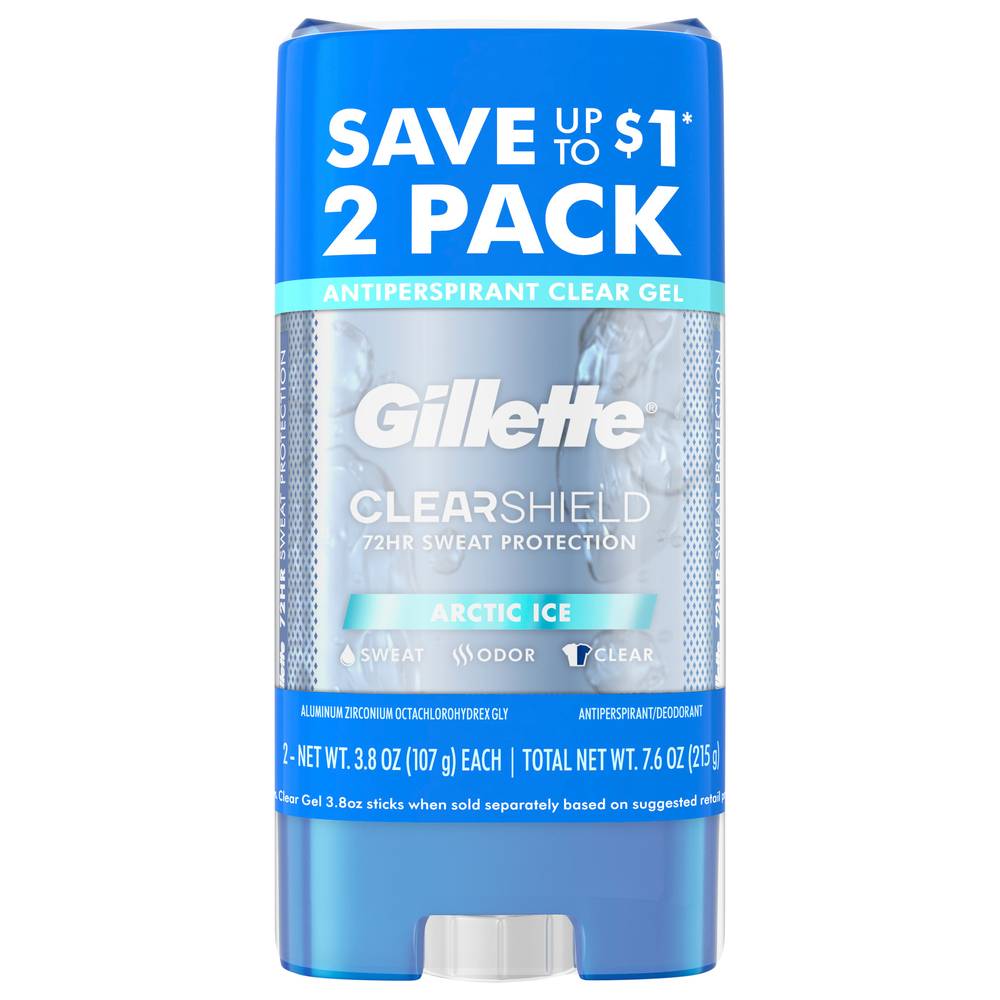 Gillette Clear Gel Arctic Ice Anti-Perspirant Deodorant (3.8 oz, pack of 2)