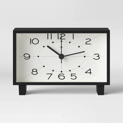 6" Rectangle Mantel Clock Black - Threshold™: Modern Analog Table Clock, 5 Year Warranty, No Alarm Function