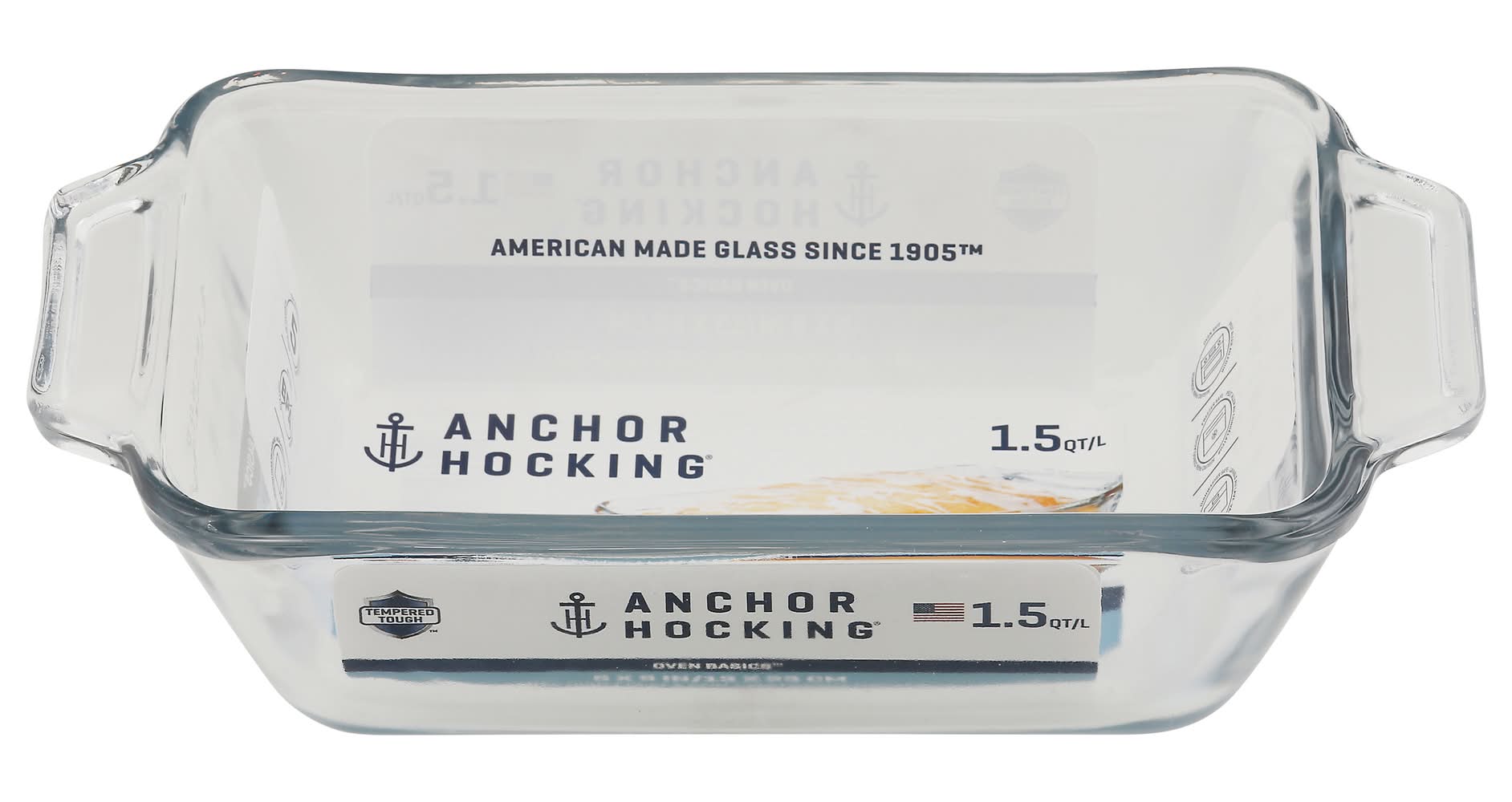Anchor Hocking 1.5 Qt Oven Basics Tampered Tough Loaf Dish, 5 X 9"