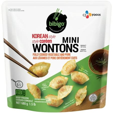 bibigo Mini Wontons Vegetable & Pork Dumplings, Korean Style (680 g)