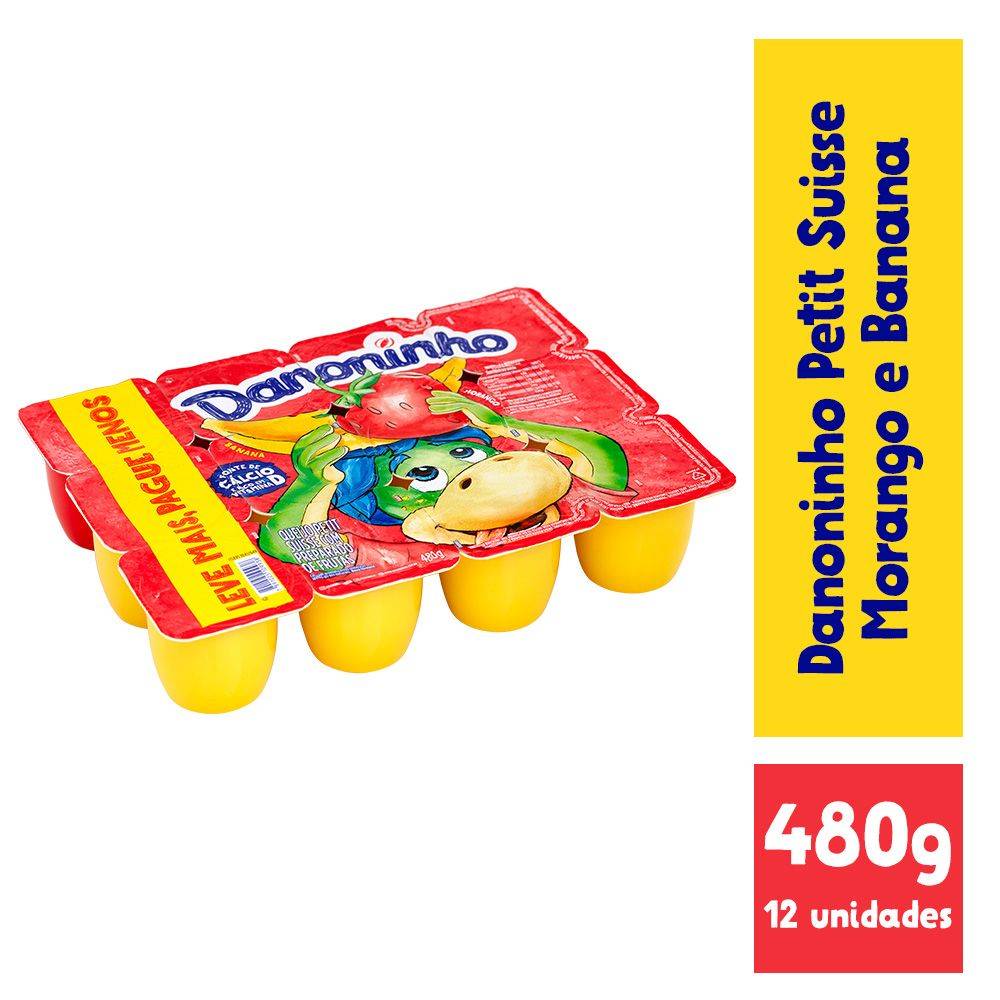 Danoninho petit suisse com preparado morango e banana (480 g)