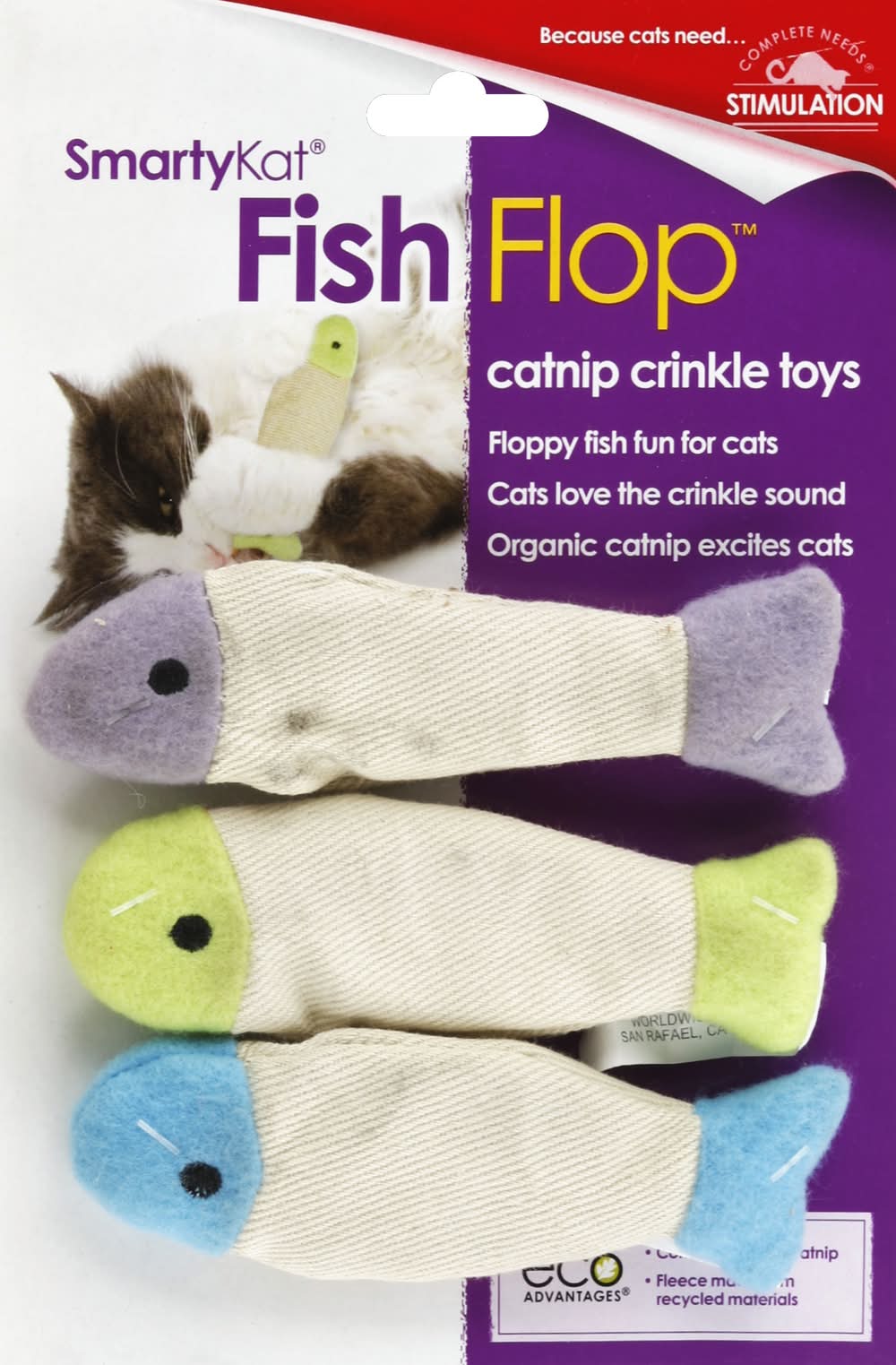 SmartyKat Fish Flop Catnip Crinkle Toys (1.1 oz, 3 ct)