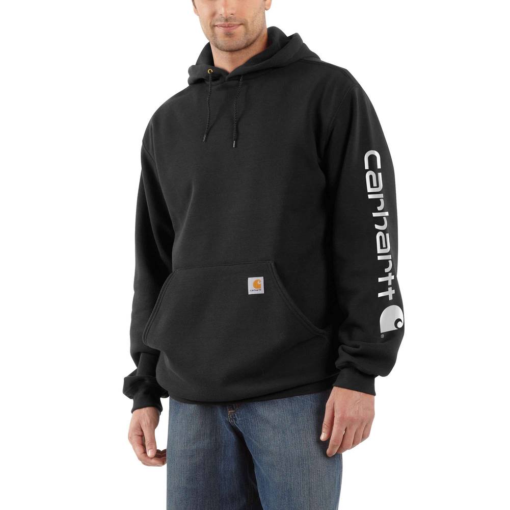 Carhartt Men's Black Fleece Long Sleeve Graphic Sweatshirt (Large) | K288-BLACK-LRG-REG