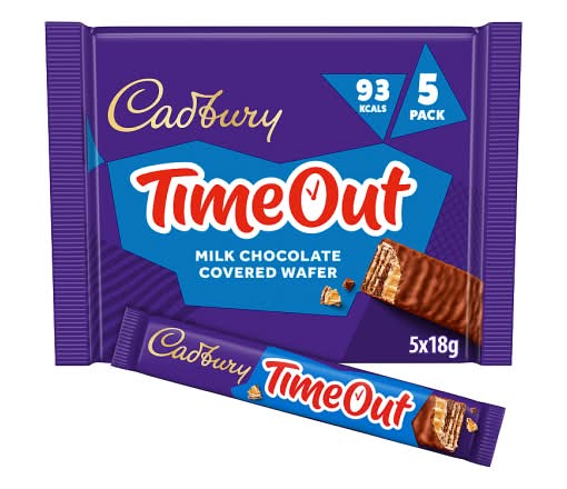 Cadbury Timeout Milk Chocolate Covered Wafer (5 x 90g)