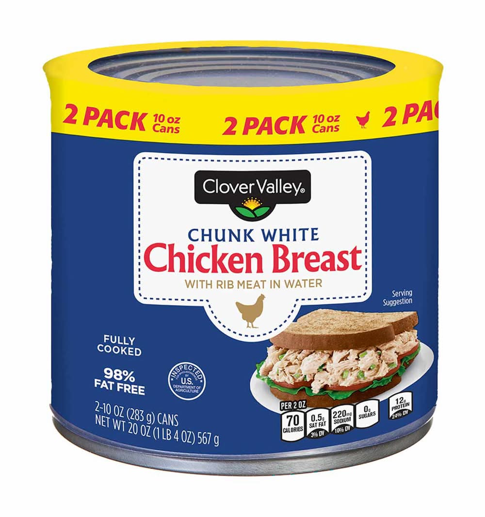Clover Valley Chunk White Chicken Breast In Water Fully Cooked 10 Oz Cans 2 Pk