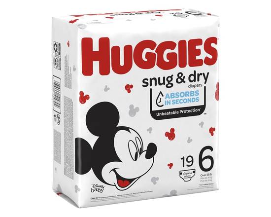 Huggies · Size 6 Disney Baby Snug & Dry Diapers (19 diapers)