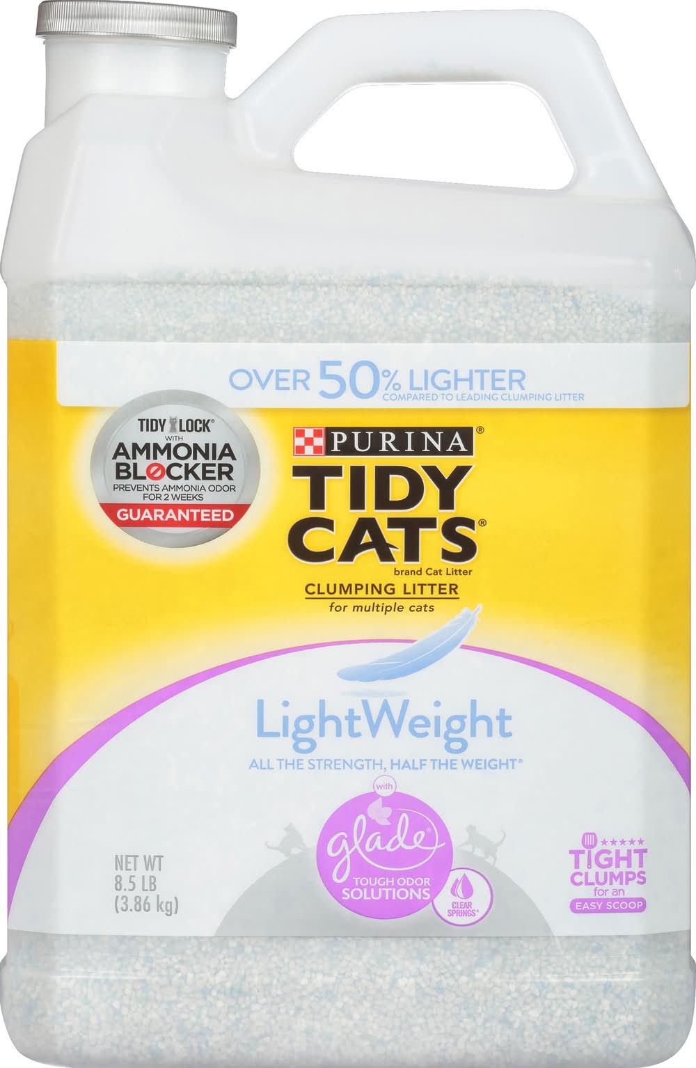 Purina Tidy Cats Light Weight With Glade Multi-Cat Clumping Litter, Clean Blossoms (8.5 lbs)