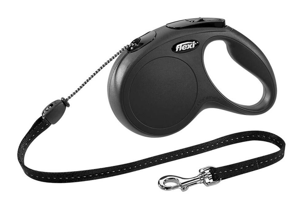 Flexi New Classic Retractable Cord Dog Leash, Medium - 16 Ft, Black